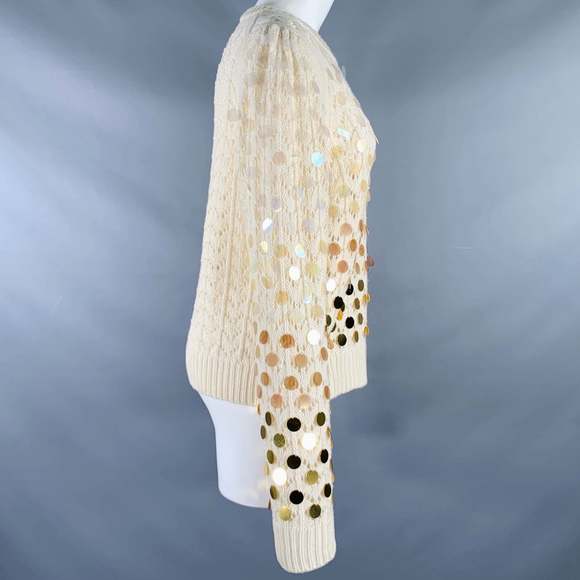 MARC JACOBS Cream Gold Wool Cashmere Payettes Sweater - Picture 2 of 7